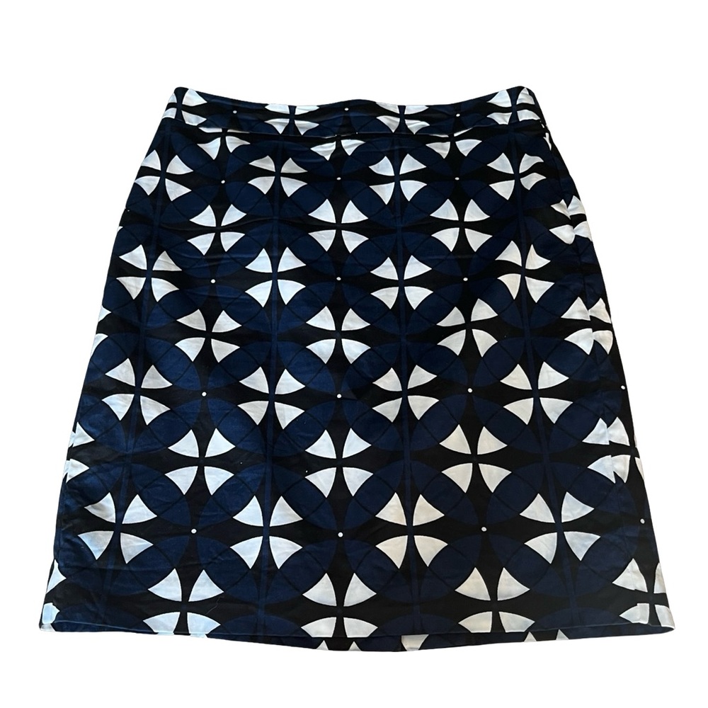 Ann Taylor Blue Geometric shapes  Pencil Skirt Size 8 - Blue and Black print